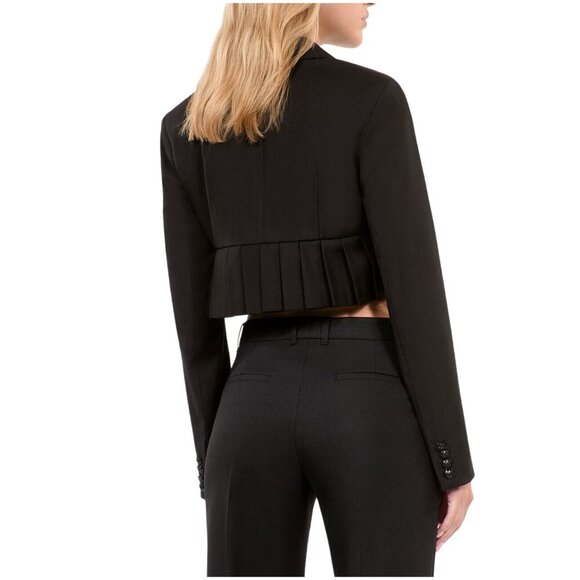 NWT The Kooples Womens Black Cropped Double-Breasted Pleated Blazer EU 38/US 6 - Picture 4 of 14